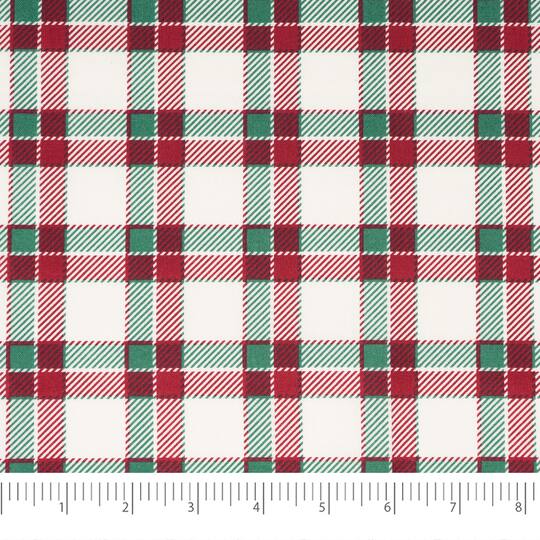 SINGER Christmas Red & Green Plaid Cotton Fabric